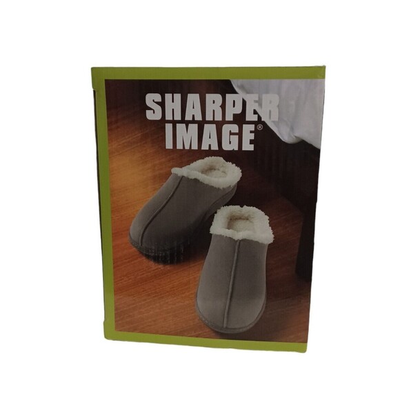 Ultra-Soft Memory Foam Slippers Gray Sz Adult M Unisex Sharper Image New in Box - Picture 2 of 8
